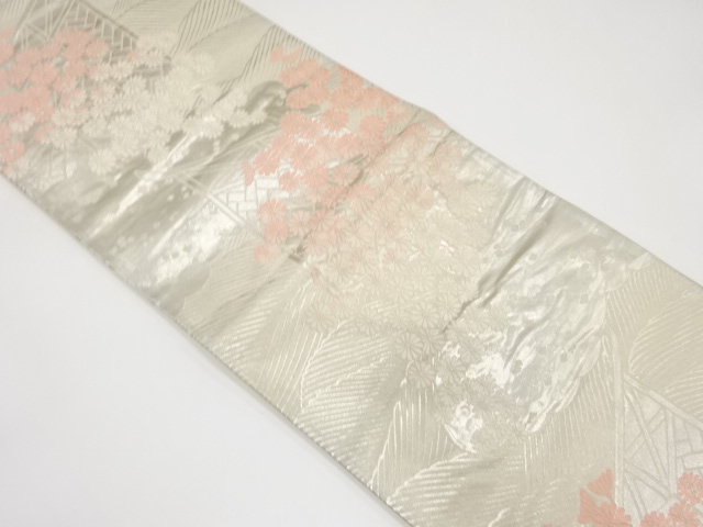 アンティーク　板垣に菊模様織り出し袋帯（着用可）